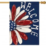 Colorlife Patriotic 4th of July House Flag 28x40 Inch Double Sided Outside, Memorial Day Floral Welcome Daisy Yard Outdoor Decoration