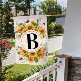 Monogram Letter B House Flag Summer Sunflower 28 x 40 Vertical Double Sided Spring Floral Bee Outside Decorations Large Burlap