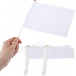 50 Pcs White Small Mini Flags Bulk Sublimation Blank Flags Solid Plain White Flag Hand Held DIY Miniature Flags on Stick for Garden