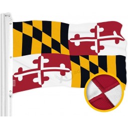 G128 Maryland MD State Flag | 6x10 Ft | ToughWeave Series Embroidered 600D Polyester Embroidered Design, Indoor/Outdoor, Brass Grommets