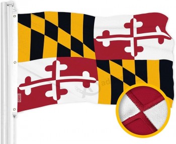 G128 Maryland MD State Flag | 6x10 Ft | ToughWeave Series Embroidered 600D Polyester Embroidered Design, Indoor/Outdoor, Brass Grommets
