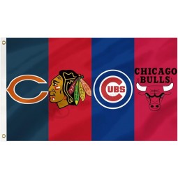 Chicago Four Team Flag 3x5 feet Basketball Team Flags Holiday Party Sports Yard Indoor Outdoor Decoration Fans Gift
