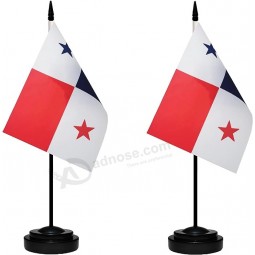 Panama Flags Panamanian Desk Flags Set Small Mini Panama Flags Table Flag with 13" Black Pole, Black Base and Spear Top