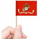 100 Pcs American US Marine Corps Flag Mini Small USA Military Cupcake Toppers Stick Flags Marine Corps Toothpick Flags