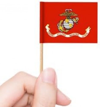 100 Pcs American US Marine Corps Flag Mini Small USA Military Cupcake Toppers Stick Flags Marine Corps Toothpick Flags