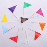 Solid Blank Toothpick Flag Small Mini Plain White Red Yellow Green Orange Blue Black Purple Pink Sky Blue Cupcake Toppers Triangle
