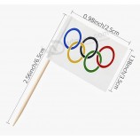 100 Pcs Olympic Games Toothpick Flags Small Mini Stick Cupcake Toppers Olympic Flags Party Decoration Celebration Cocktail Food Bar Cake Flags