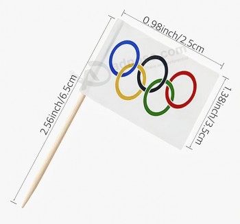 100 Pcs Olympic Games Toothpick Flags Small Mini Stick Cupcake Toppers Olympic Flags Party Decoration Celebration Cocktail Food Bar Cake Flags
