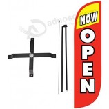 LookOurWay 5ft Open Themed 5-Feet Tall Feather Flag Complete Set with Poles & X-Stand Base