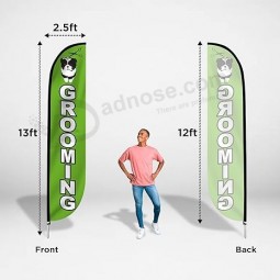 LookOurWayフェザーフラッグセット、ビジネスプロモーション用のグラスファイバーポールとグラウンドスパイク付き12フィート広告フラグ、ペットグ