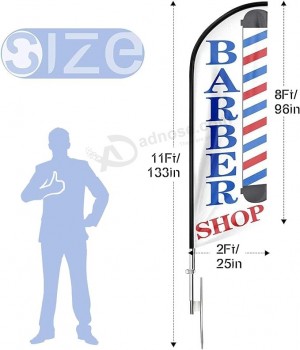 Barber Flag, Barbershop Flags with Pole Kit, Barbershop Flag with Pole Set for Businesses, Advertising Swooper Feather Flag Banner Sign