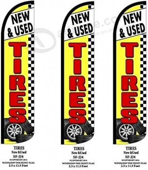 New & Used Tires King Sized Flags Pack of 3 | Advertising Used Tires Flags | Weatherproof Polyester New & Used Tires Flags For Business