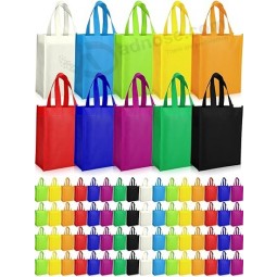 100 Pcs Non Woven Tote Bags Large Reusable Gift Grocery Bags Foldable Fabric Shopping Bags Multi Color Party Treat Bag Reusable Goodie Bags