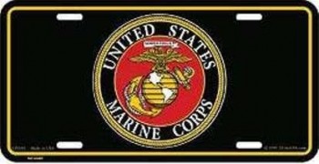 EagleEmblems United States Marine Corps License Plate (Black)