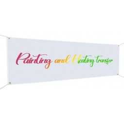 1.6Ft x 9.8Ft Polyester Oxford Blank Banner, White Banner Signs with Hanging Ropes, DIY Sublimation Vinyl Blank Banner for Halloween