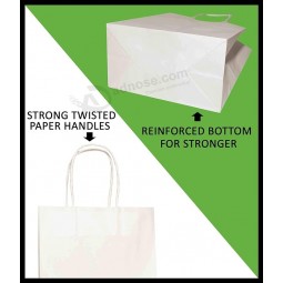 Paper Bags with Handles Bulks 8 X 4.5 X 10.5 [100 Bags]. Ideal for Shopping, Packaging, Retail, Party, Craft, Gifts, Wedding, Recycled