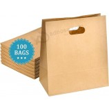 100Pcs 11x6x11 Gift Bags Die Cut Tote Kraft Paper Bag Bulk for Retail Shopping Takeout