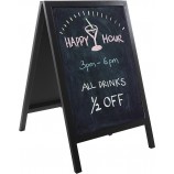 Freestanding Black Metal A-Frame Chalkboard Sidewalk Sign, Double Sided Erasable Business Advertising Restaurant Signage