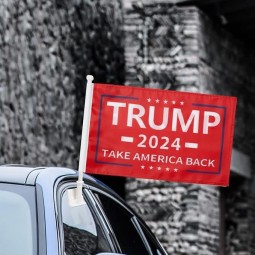 Car Flag Donald Trump 2024 Take America Back Flag Outdoor and Car Flag Pole, Car Logo Window Clip Can be Clipped to Most Windows 14 inch Flag Pole
