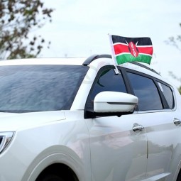 2 Pack Car Flags,Car Flag Kenya Flag Outdoor with Kenyans Flag and Car Flag Pole, Car Logo Window Clip Can be Clipped
