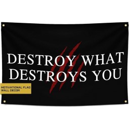 Gold Trident Destroy What Destroys You Motivational Gym Banner - Inspire Your Workout with this Banner - Perfect Fitness Wall Decor for Gym