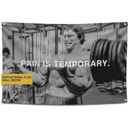 Gold Trident Pain is Temporary Motivational Gym Banner - Inspire Your Workout with this Banner - Perfect Fitness Wall Decor for Gym