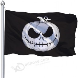 Halloween Flag 3x5 Outdoor, Large Halloween Flags For Outside Flagpole, Double Printed 3x5 Ft Scary White Pumpkin Flag, Haloween Banner