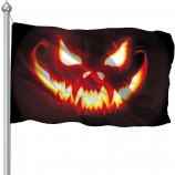 Halloween Flag 3x5 Outdoor, Large Halloween Flags For Outside Flagpole, Double Printed 3x5 Ft Scary Blazing Pumpkin Flag