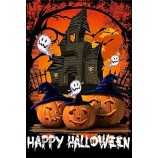 Happy Halloween House Flag 28 x 40 Inch - Pumpkin Ghosts Garden Flag Decorative House Yard Double Sided Flag for Halloween Decoration