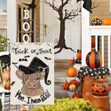 Halloween Trick or Treat House Flag 28x40 Double Sided, Highland Cow Bat Large Garden Flags Garden Outside Decor