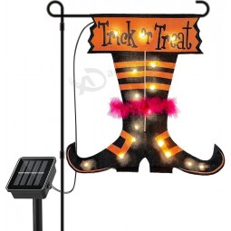 Halloween Trick Or Treat Graden Flag lights without flag pole, Double Sided Witch Feet Flag Banner 17.1*17.2Inch