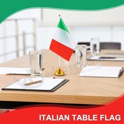 50 Pcs Italy Flags Italian Small Mini Table Flags with 12'' Pole and Gold Base 8" x 5.5" Miniature Desktop Flag for Home Office Desk Decorations