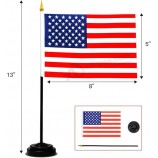 24 Countries Deluxe Desk Flags Set - 8 x 5 Inches Miniature American US Desktop Flag with 13" Black Pole - Vivid Color and Fade Resistant