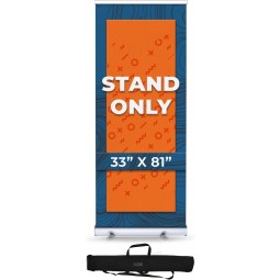 Heavy Duty Premium Retractable Banner Stand with Widened Base and Adjustable Sizing by DreamController I Silver Aluminum Roll Up Stand