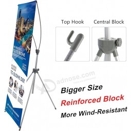 Reinforced Block Adjustable Tripod X Banner Stand, 23 x 63 to 32 x 78 Inch, Portable Travel Bag, Bigger, More Adaptable, Trade Show Exhibition