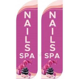 OnPoint Wares Nails Sign & Spa King Flags - 2 Pack | 11.5 ft x 3 ft Nail Signs for Business Advertising| Weatherproof Polyester