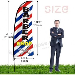 Barbershop-Themen-Swooper-Flagge, 7FT Barbershop-Banner-Federflagge mit Kohlefaser-Stange Kit / Bodenpfahl, Barbershop-Schilder für Unternehmen
