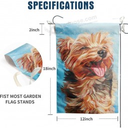 Happy Yorkie Garden Flag Custom - Dog All-Weather Flag Small Puppy Outdoor Seasonal Flags 12 x 18 Double Sided House Flag Pet Dog Flag Holiday