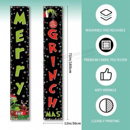 Merry Christmas Porch Banner Christmas Front Porch Welcome Sign Christmas Xmas Winter Holiday Party Decorations-12×71''