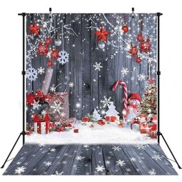 8X10FTクリスマスウッドウォール写真バナー背景冬の休日スノーフレーククリスマスツリーウッドフロア背景パーティー用品装飾写真撮影