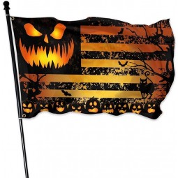 Halloween Flags For Outside 3x5 Ft Double Sided Stripes Halloween American Flag Scary Pumpkin Flags For Indoor House Outdoor Yard Holiday Banner Decor