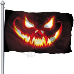 Halloween Flag 3x5 Outdoor, Large Halloween Flags For Outside Flagpole, Double Printed 3x5 Ft Scary Blazing Pumpkin Flag