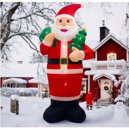 14FT Giant Christmas Inflatables Outdoor Decoration Santa Claus, Christmas Blow Ups with Gift Bag Christmas Tree and LED Lights