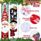 2 Pieces Outdoor Christmas Decorations Xmas Hanging Porch Signs Banner Winter Holiday Door Banner Decoration with Light Strings and Pins