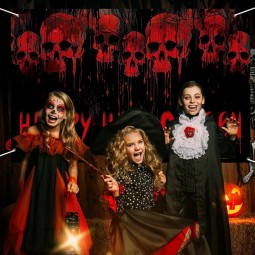 Happy Halloween Banner, Scary Skull Large Halloween Banner Background Decorations, Halloween Background Banners Horror Halloween Photo