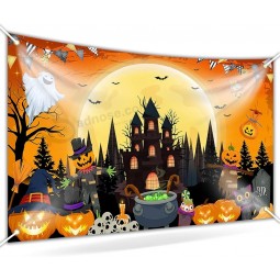 Happy Halloween Banner Spooky Halloween Backdrop Trick or Treat Halloween Banner Halloween Party Decorations Kids Outdoor 70.8x43.3 inch
