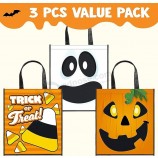 3 PCS Halloween Large Tote See-through Bags 22.5” x 13.75” Grocery Tote Trick or Treat Grocery Goody Bags for Trick or Treating