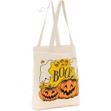 Hallmark 13" Large Halloween Tote Bag (Pumpkins and Ghosts, Boo!) Reusable Canvas Bag for Trick or Treating, Grocery Shopping and More