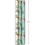 Dr. Seuss Grinch Wrapping Paper for Kids (3 Rolls: 105 Sq. Ft. Ttl) for Christmas with Blue Tiles, White Snowflakes, Cindy Lou Who, Max