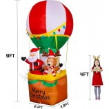 9FT Tall Christmas Yard Inflatables Outdoor, Blow Up Hot Air Balloon with Santa Claus Reindeer, Lighted Holiday Inflatables Decoration for Party